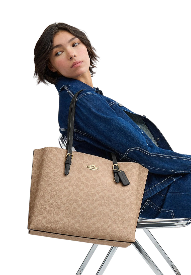 Coach Mollie Tote Bag In Signature Canvas - Tan/Black