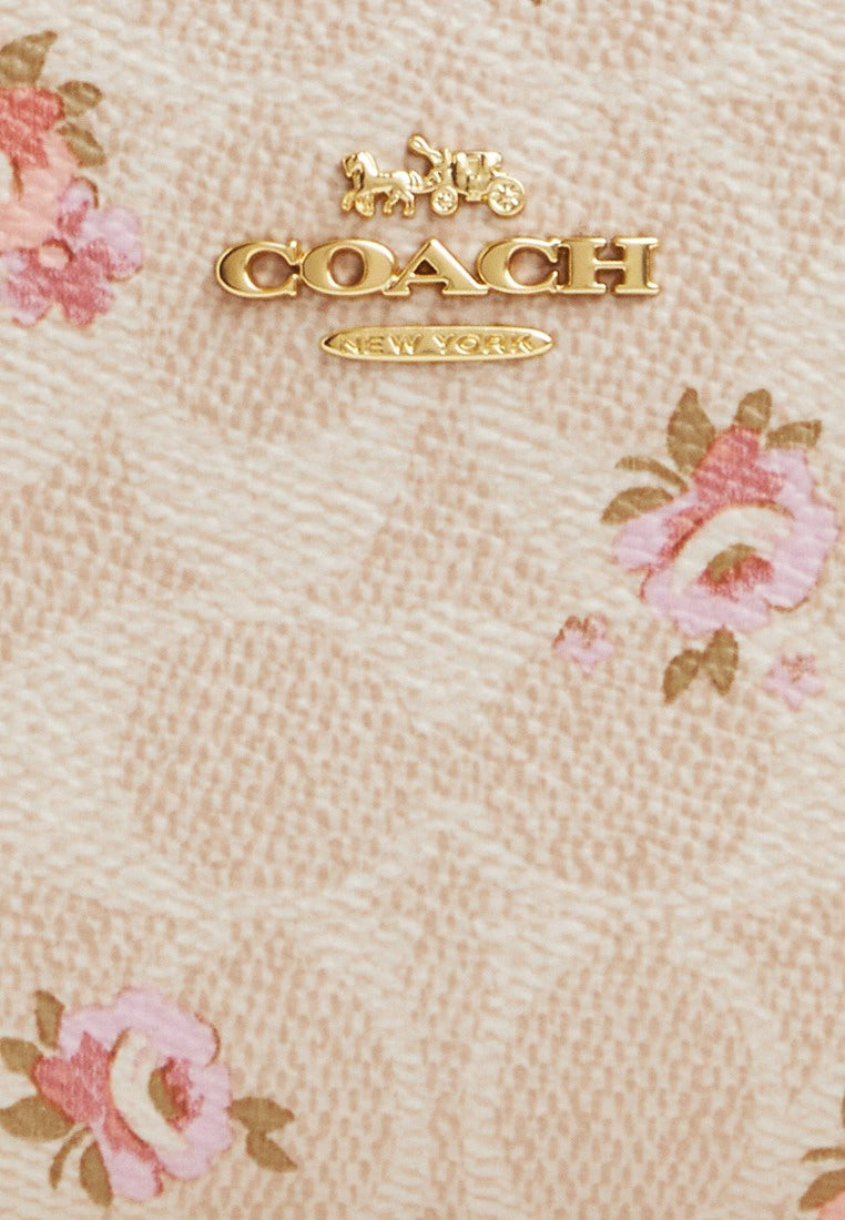 Coach Snap Wallet In Signature Canvas With Floral Print - Sand Multi