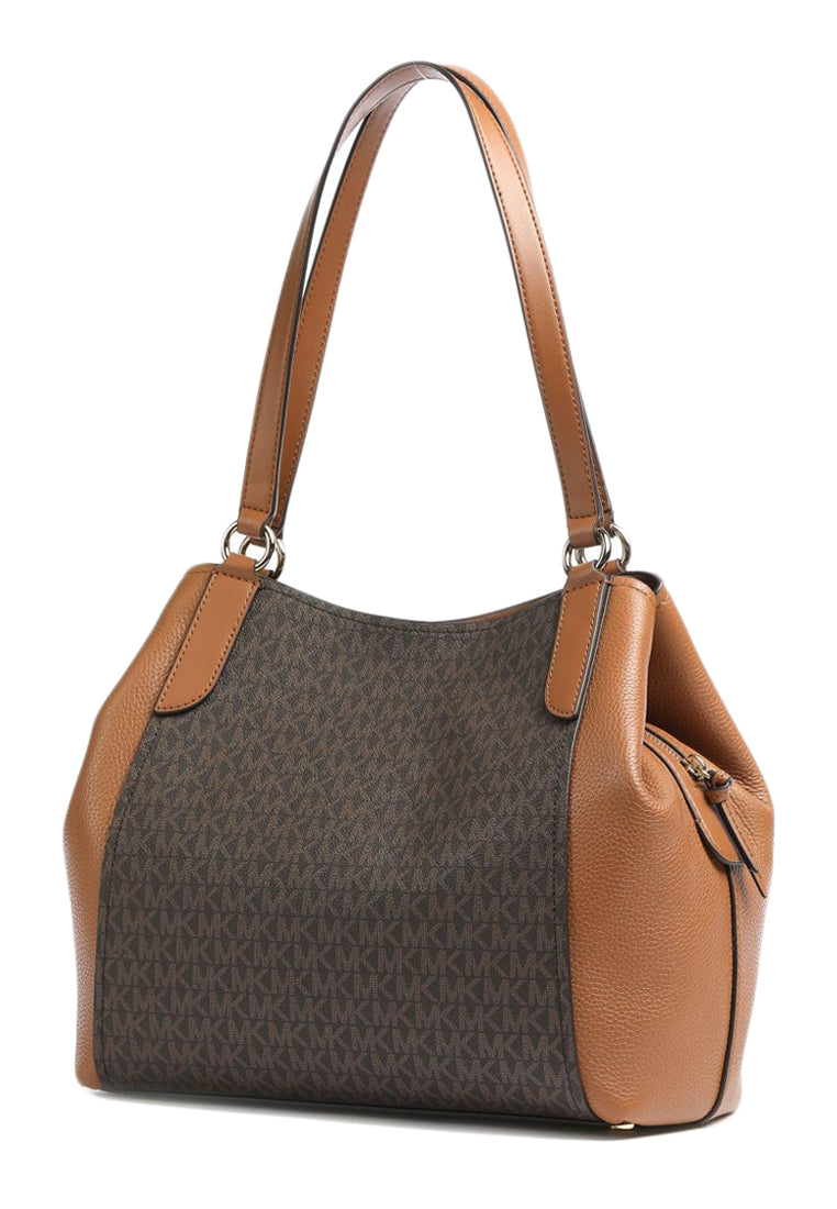 Michael Kors Molly Large Logo and Faux Leather Tote Bag - Brown