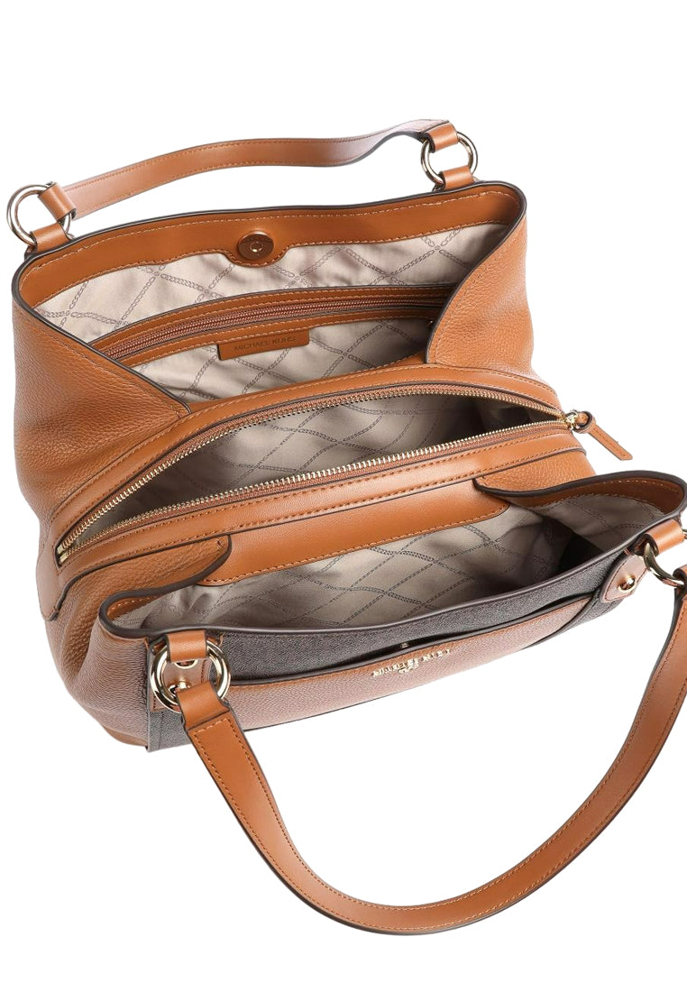 Michael Kors Molly Large Logo and Faux Leather Tote Bag - Brown