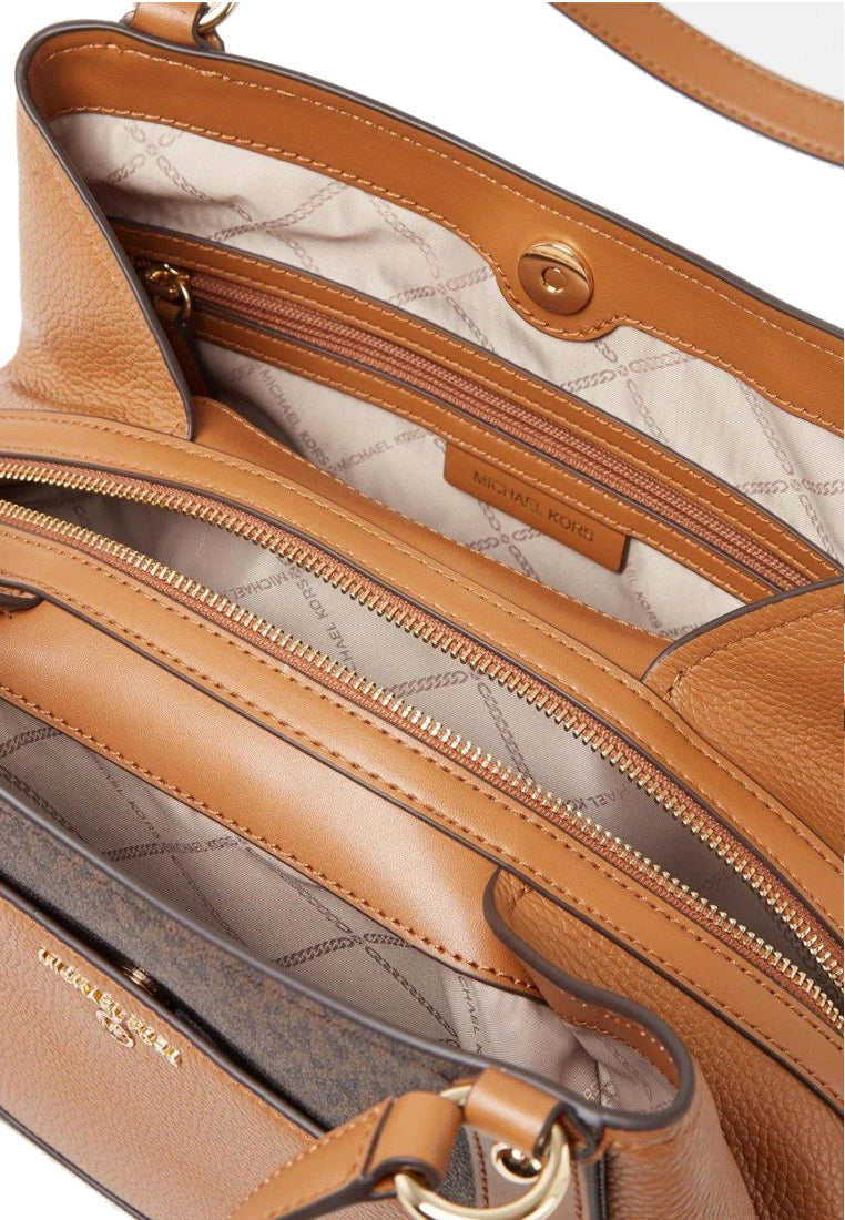 Michael Kors Molly Large Logo and Faux Leather Tote Bag - Brown
