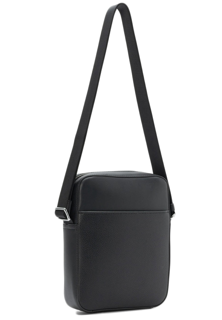 Michael Kors Mens Cooper Logo Embossed Pebbled Leather Messenger Bag - Black