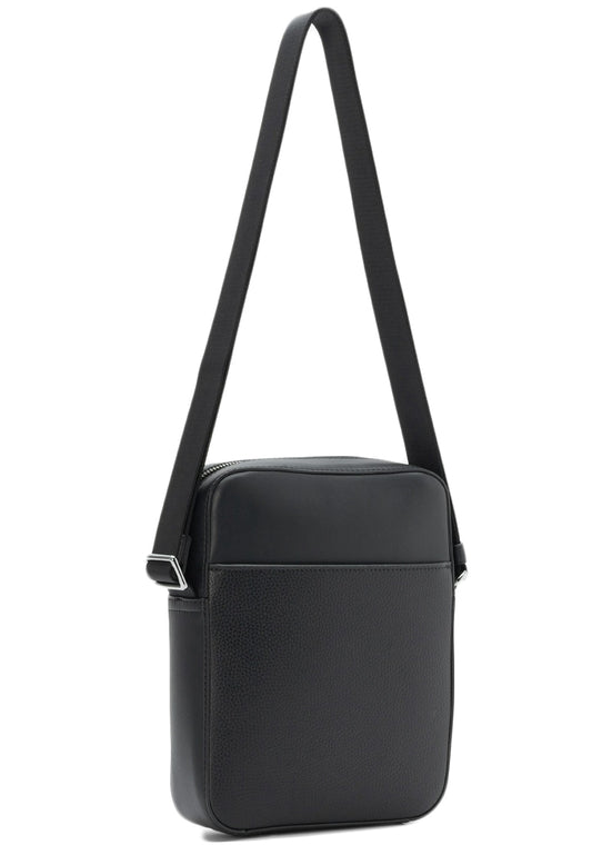 Michael Kors Mens Cooper Logo Embossed Pebbled Leather Messenger Bag - Black