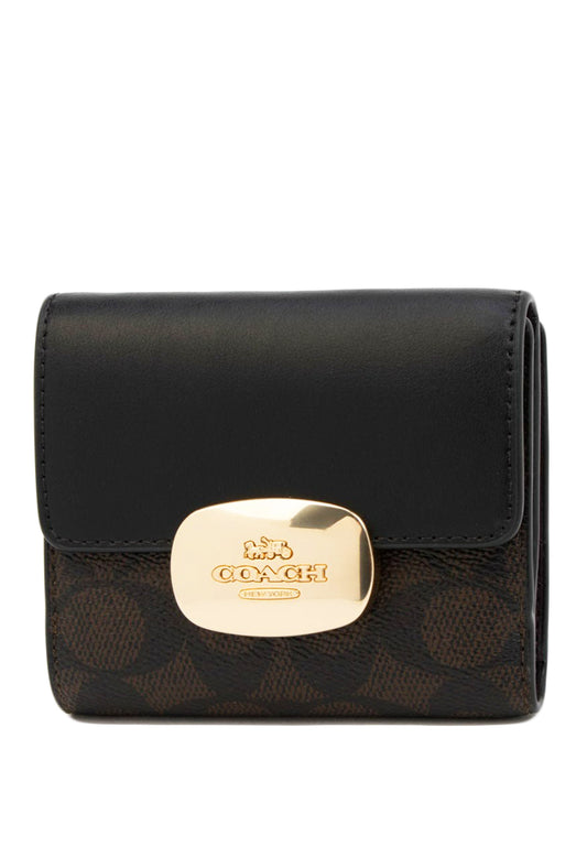 Coach Eliza Small Wallet In Signature Canvas - Walnut/Black