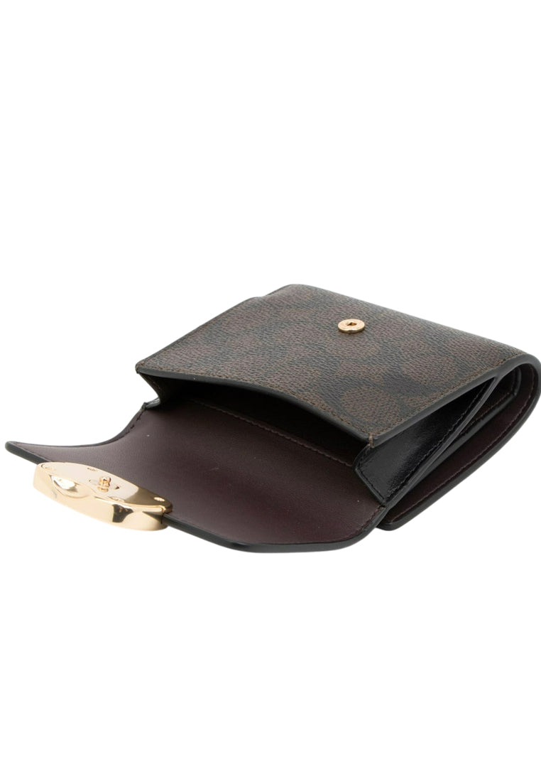 Coach Eliza Small Wallet In Signature Canvas - Walnut/Black