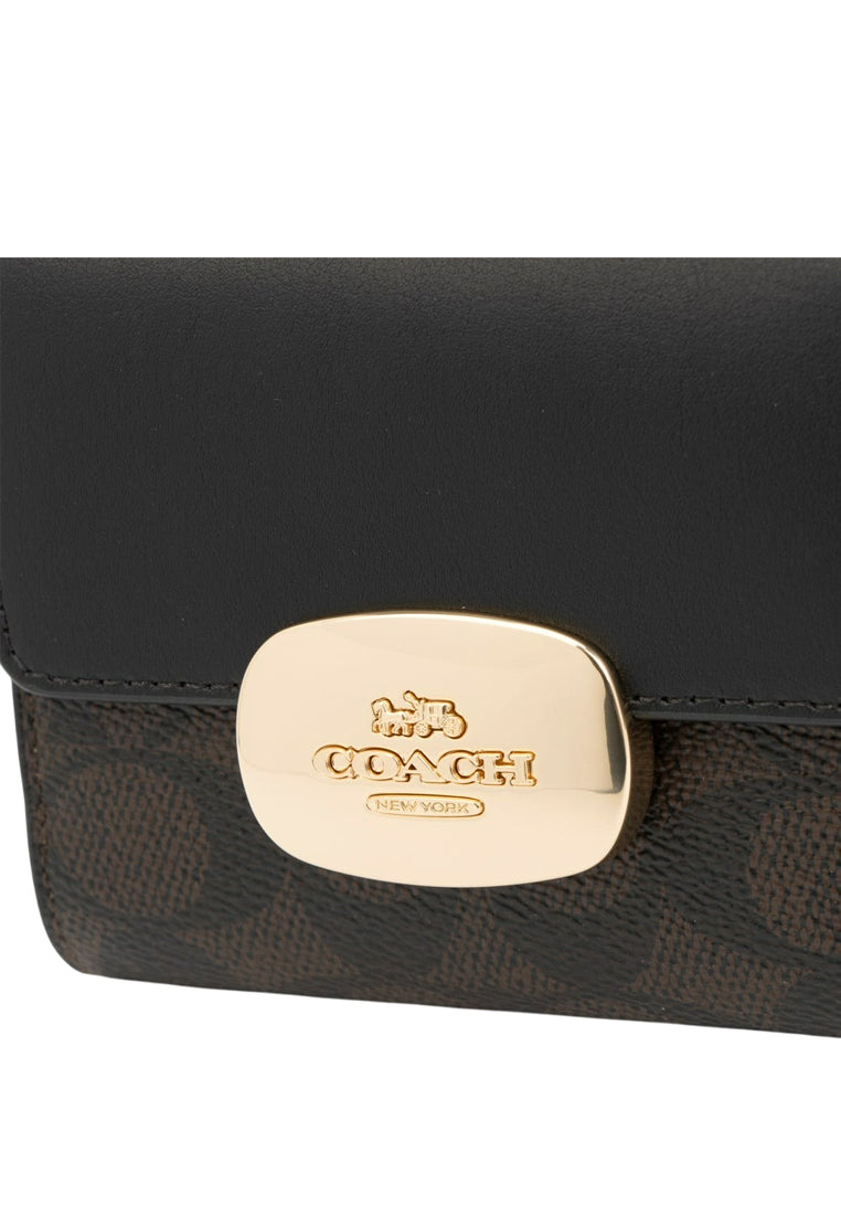 Coach Eliza Small Wallet In Signature Canvas - Walnut/Black