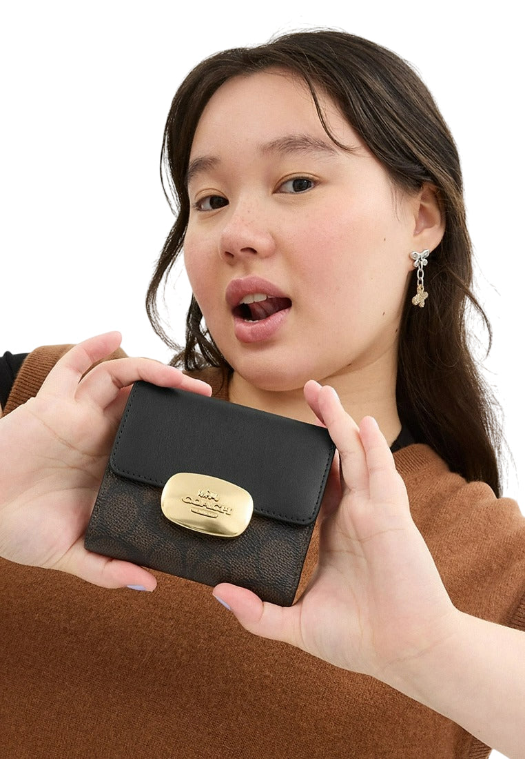 Coach Eliza Small Wallet In Signature Canvas - Walnut/Black