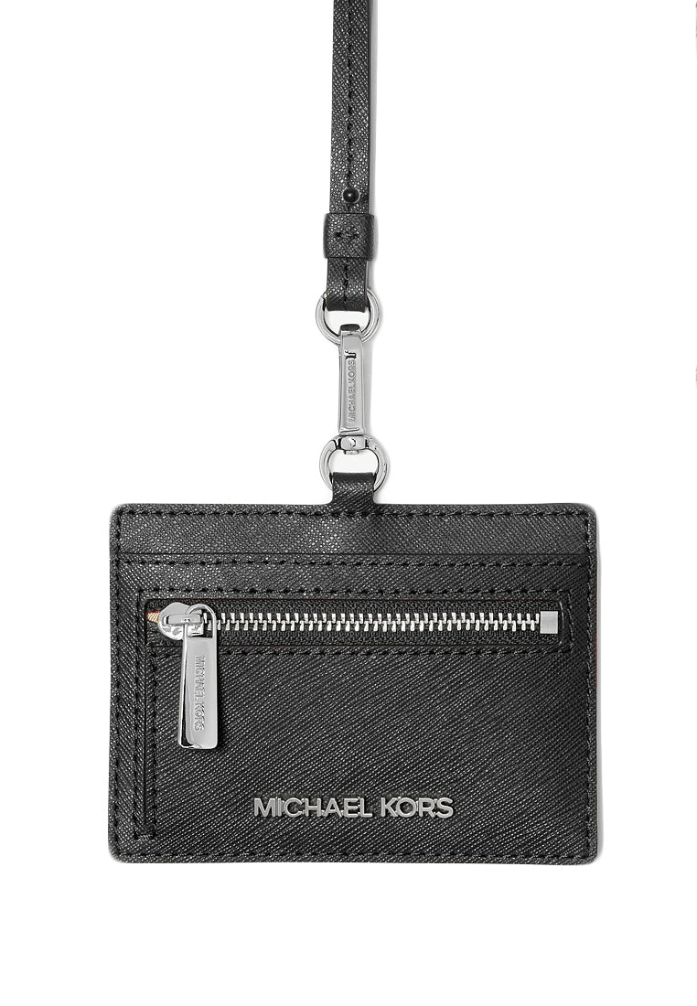 Michael Kors Jet Set Travel Saffiano Leather Card Case Lanyard - Black