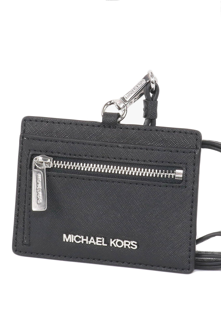 Michael Kors Jet Set Travel Saffiano Leather Card Case Lanyard - Black