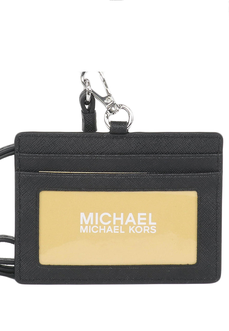 Michael Kors Jet Set Travel Saffiano Leather Card Case Lanyard - Black