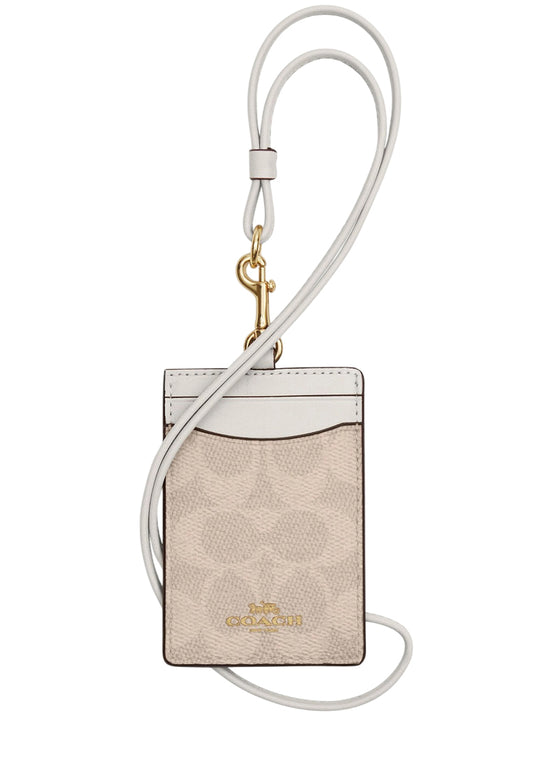 Coach ID Lanyard In Signature Canvas - Sand/White