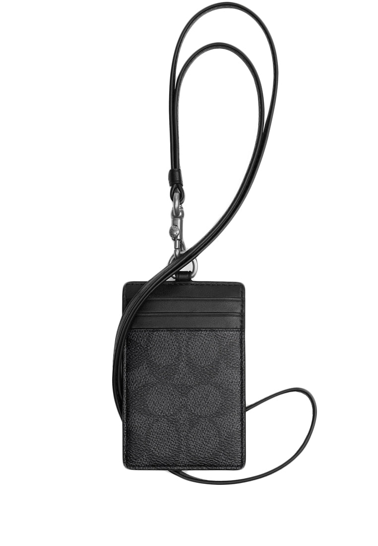 Coach Mens ID Lanyard In Signature Canvas - Charcoal