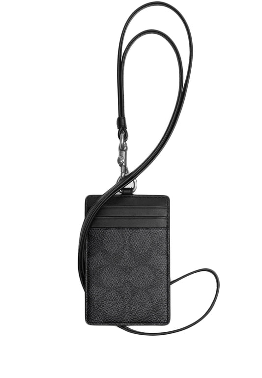 Coach Mens ID Lanyard In Signature Canvas - Charcoal