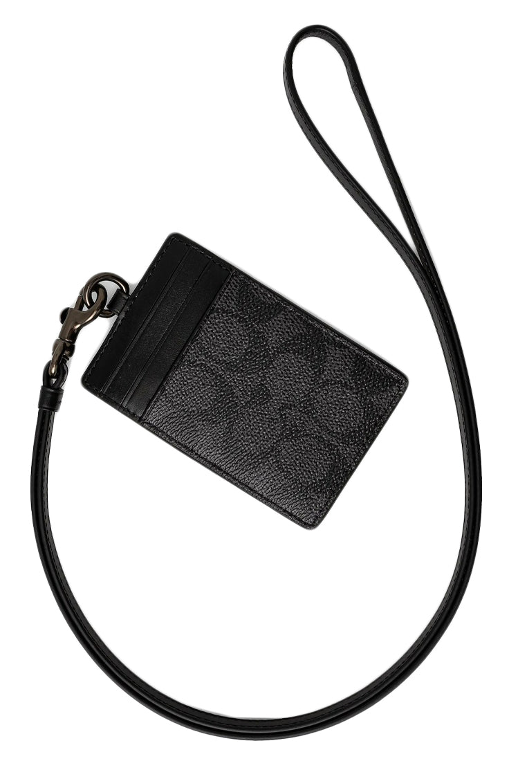 Coach Mens ID Lanyard In Signature Canvas - Charcoal