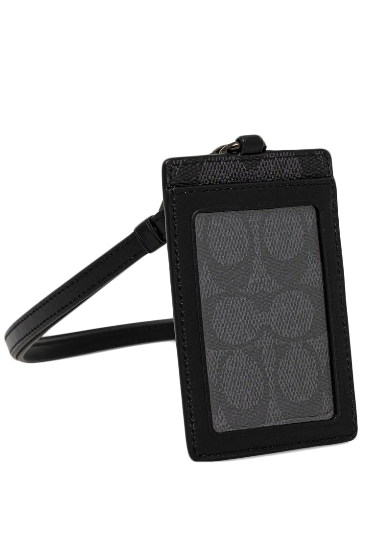 Coach Mens ID Lanyard In Signature Canvas - Charcoal