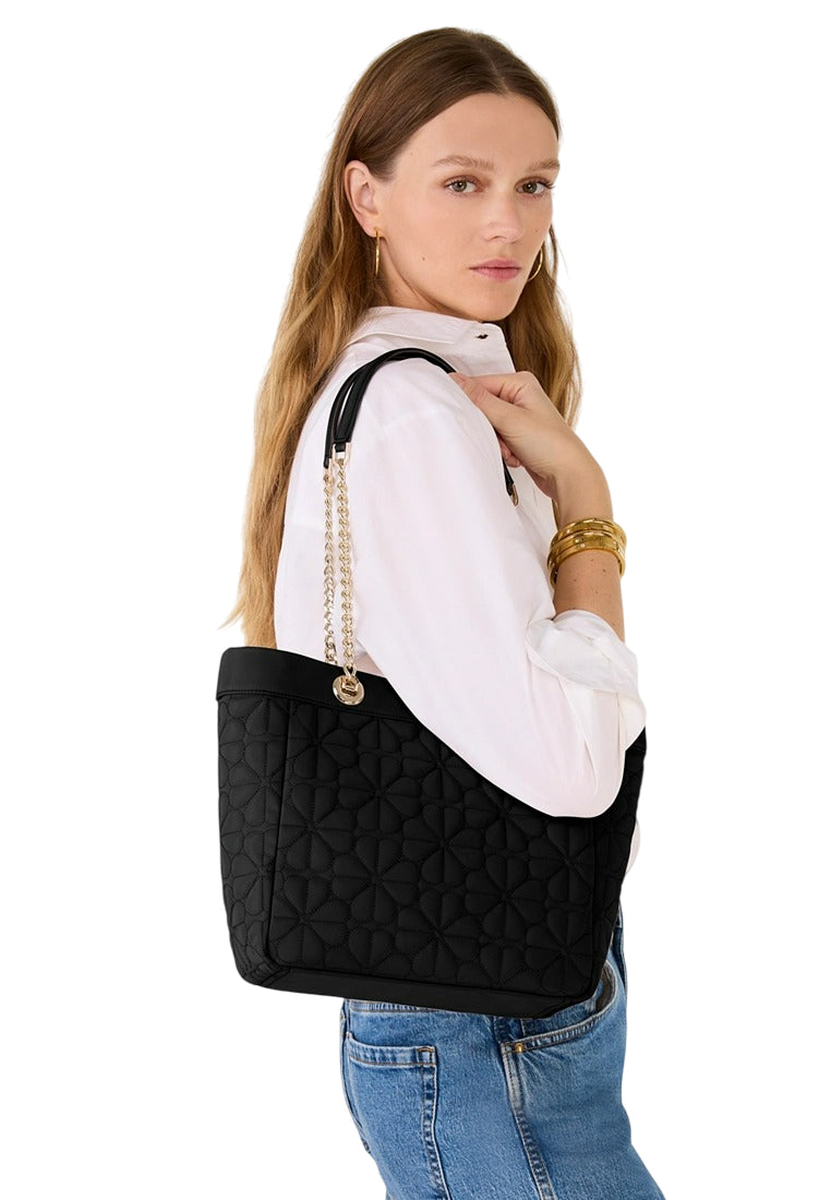 Kate Spade Spade Flower Quilted Fabric Medium Tote - Black