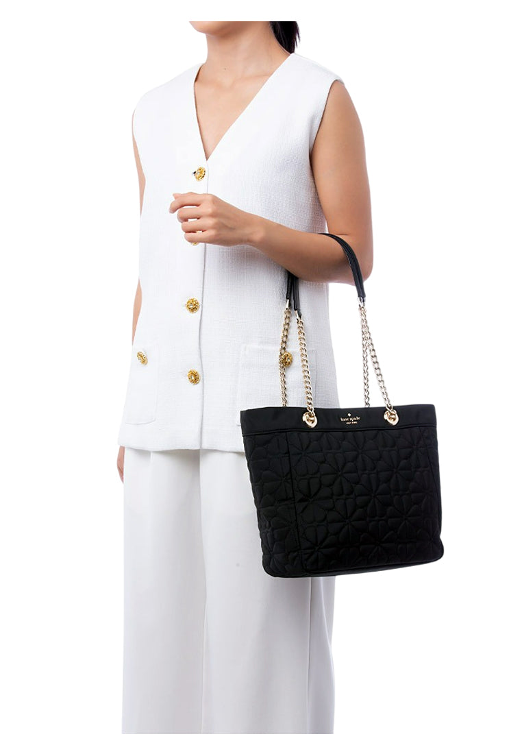 Kate Spade Spade Flower Quilted Fabric Medium Tote - Black