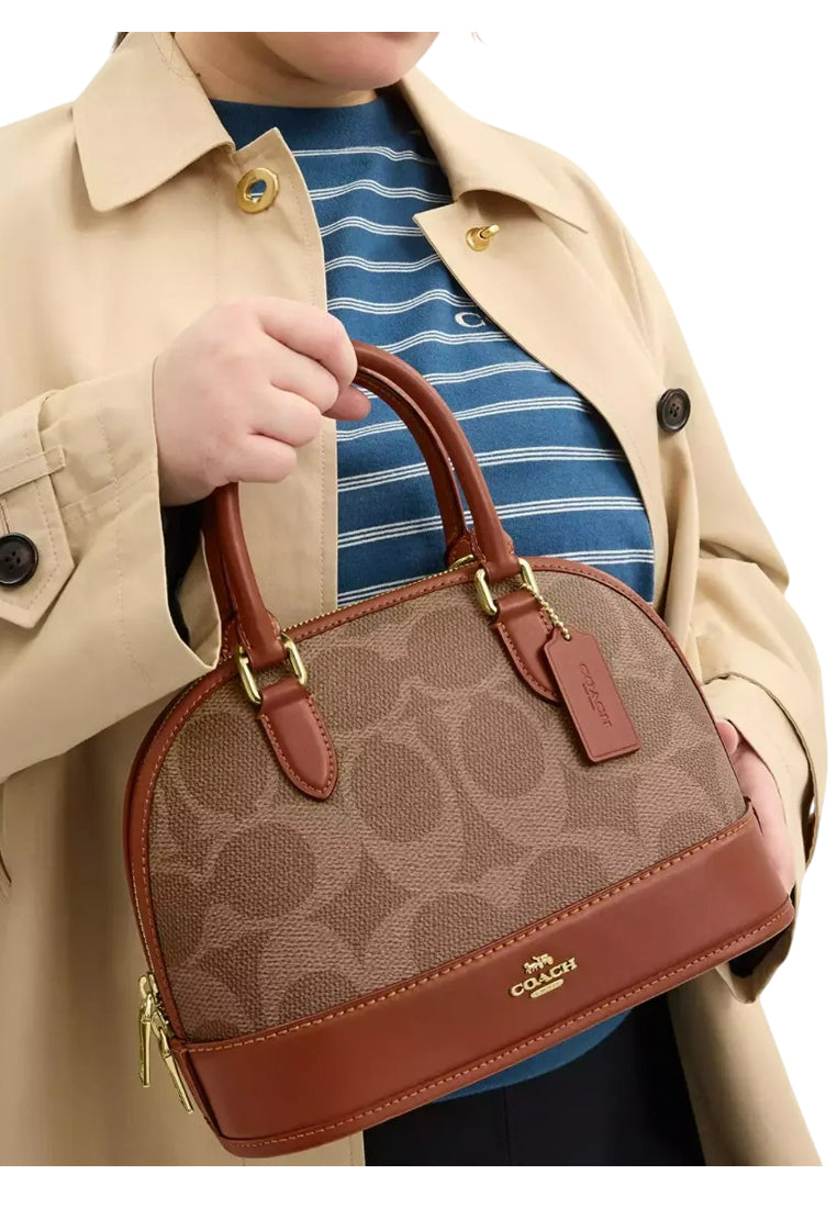 Coach Sabrina Satchel Bag In Signature Canvas - Tan/Caramel