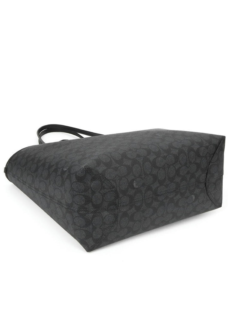 Coach City Tote Bag In Signature Canvas - Charcoal Black