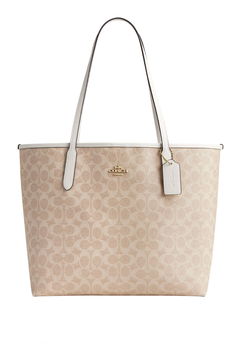 Coach City Tote Bag In Signature Canvas - Sand White