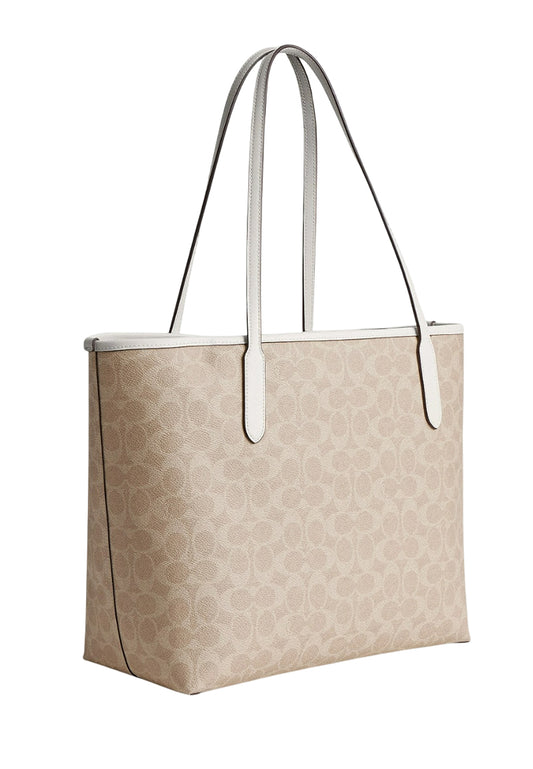 Coach City Tote Bag In Signature Canvas - Sand White