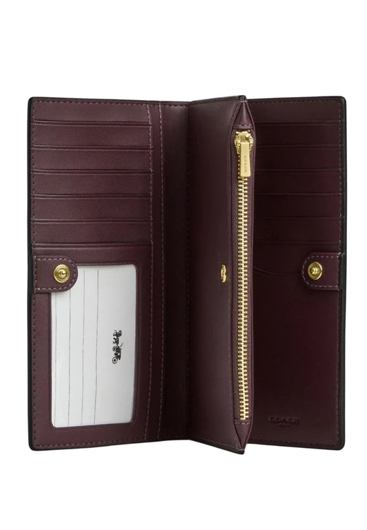 Coach Slim Zip Wallet In Signature Canvas - Black Currant