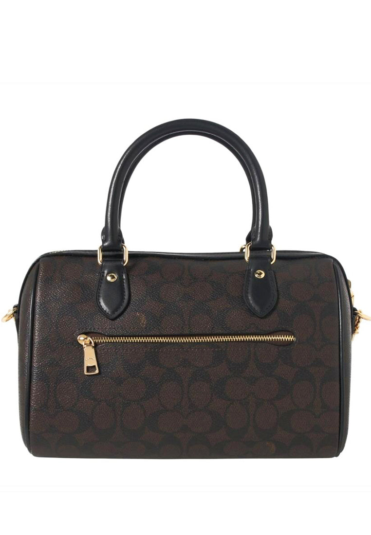 Coach Rowan Satchel Bag In Signature Canvas - Walnut Black