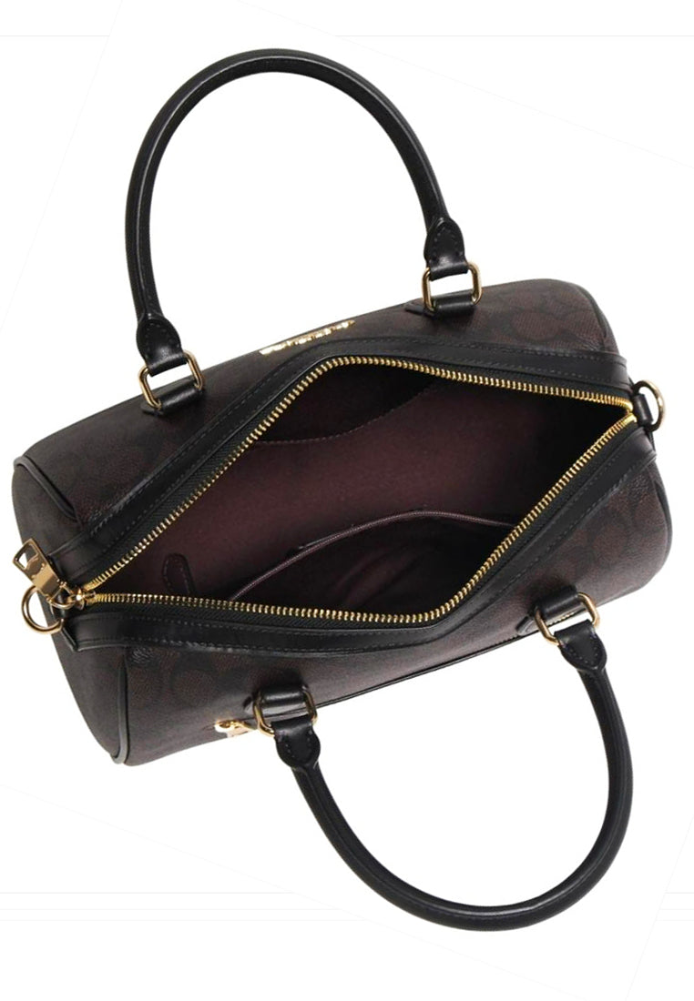 Coach Rowan Satchel Bag In Signature Canvas - Walnut Black