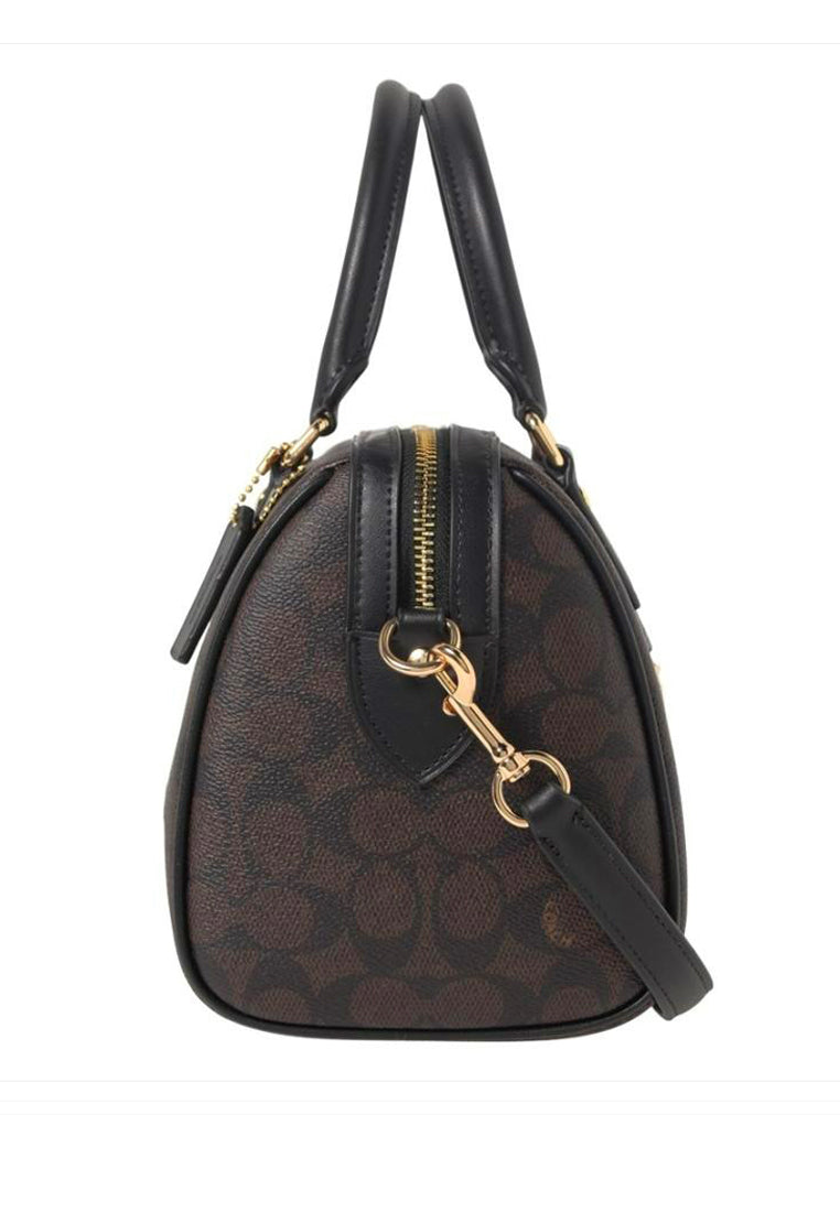 Coach Rowan Satchel Bag In Signature Canvas - Walnut Black