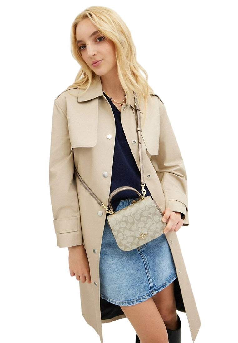 Coach Lysa Top Handle Bag In Signature Canvas - Champagne