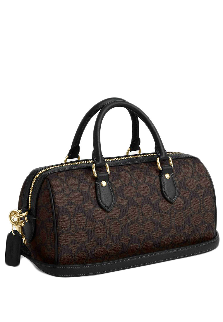 Coach Rowan Long Satchel Bag In Signature Canvas - Walnut Black