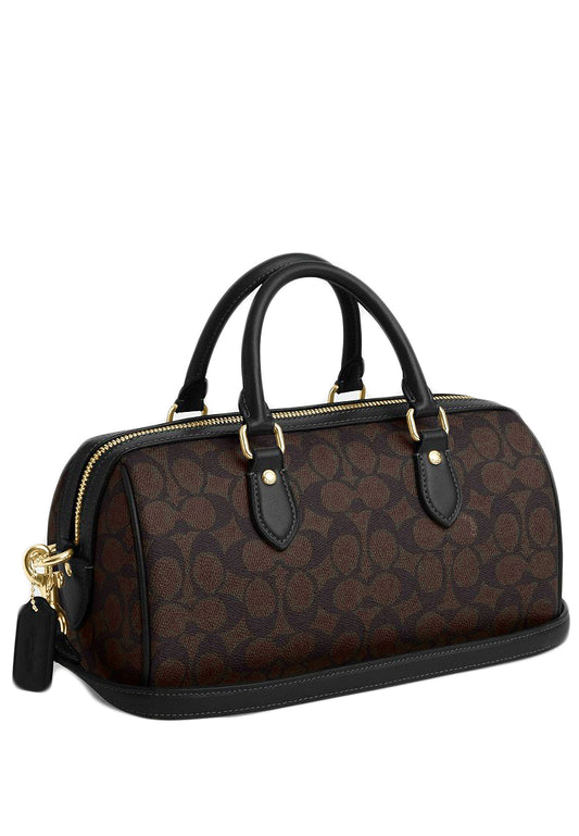 Coach Rowan Long Satchel Bag In Signature Canvas - Walnut Black