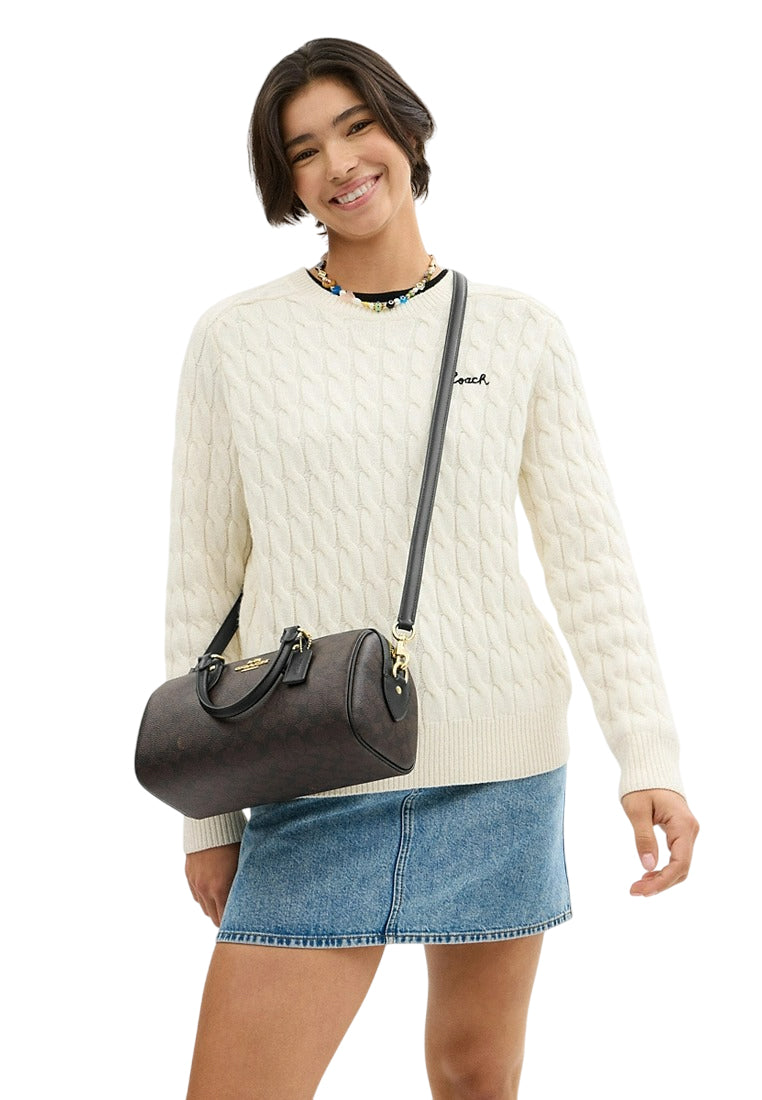 Coach Rowan Long Satchel Bag In Signature Canvas - Walnut Black