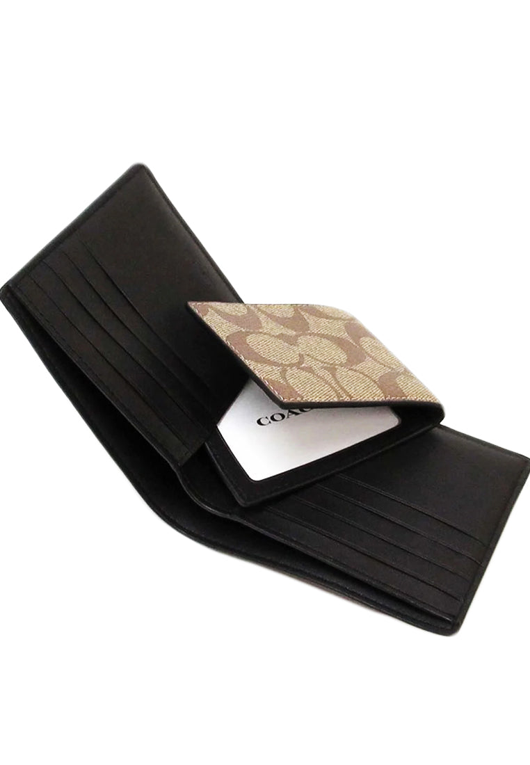 Coach 3 In 1 Wallet In Blocked Signature Canvas - Mahogany