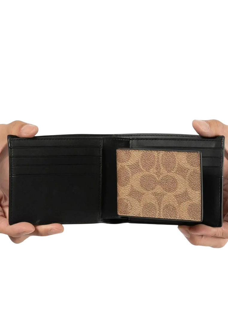 Coach 3 In 1 Wallet In Blocked Signature Canvas - Mahogany