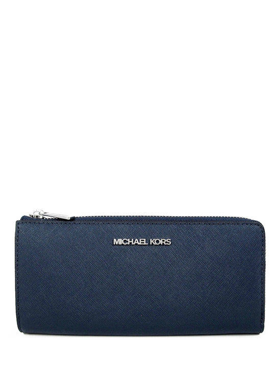 Michael Kors Jet Set Travel Large Saffiano Leather Quarter Zip Wallet - Navy