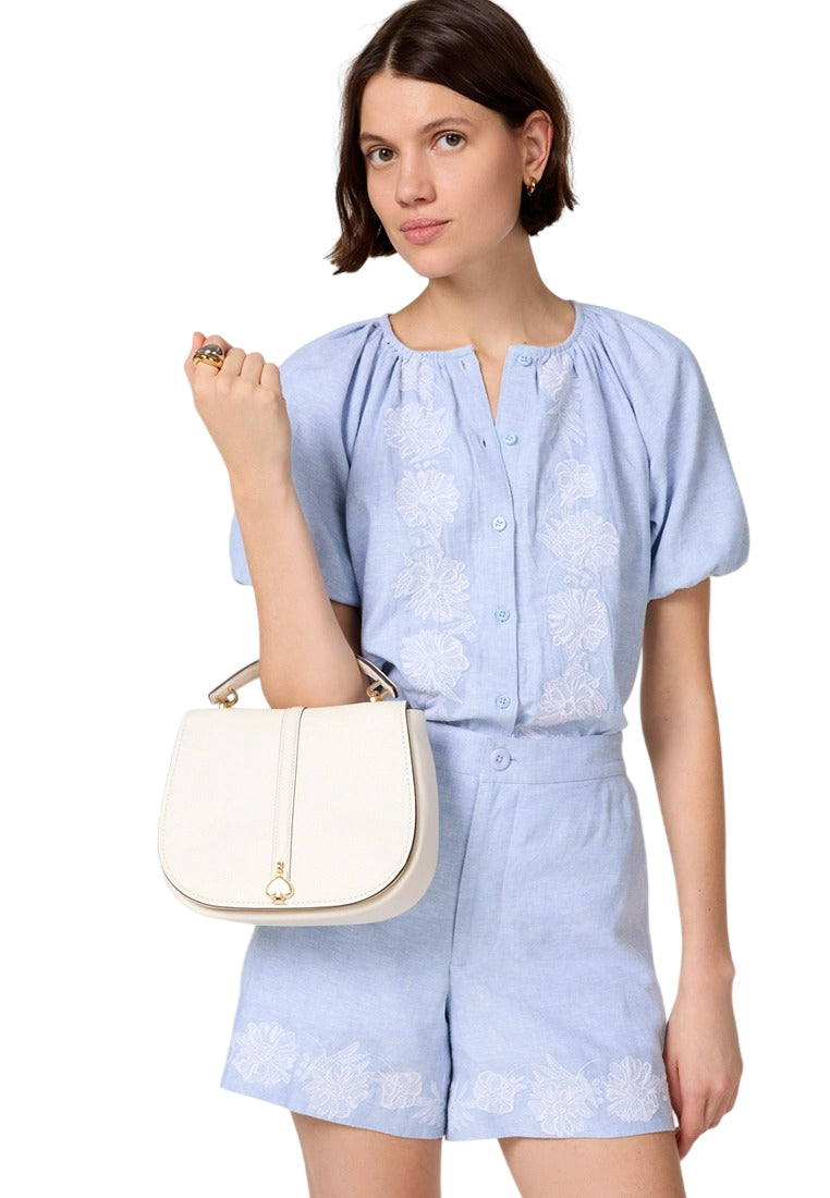 Kate Spade Kayla Pebbled Leather Saddle Bag - Meringue White