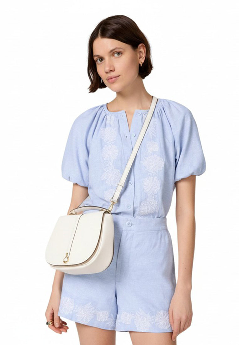Kate Spade Kayla Pebbled Leather Saddle Bag - Meringue White