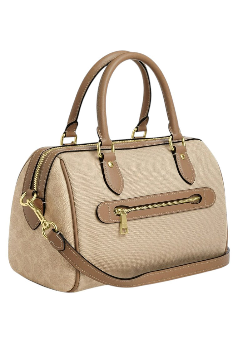 Coach Rowan Satchel Bag In Colorblock - Dark Natural/Multi