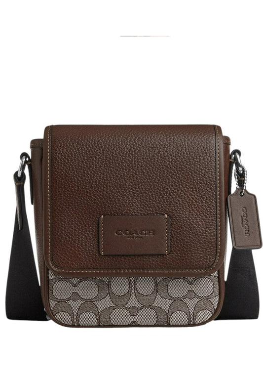 Coach Mens Lucas Crossbody Bag In Signature Jacquard - Maple