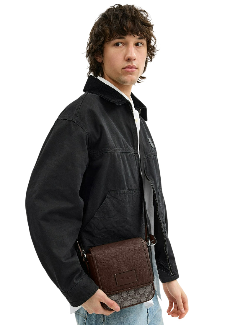 Coach Mens Lucas Crossbody Bag In Signature Jacquard - Maple