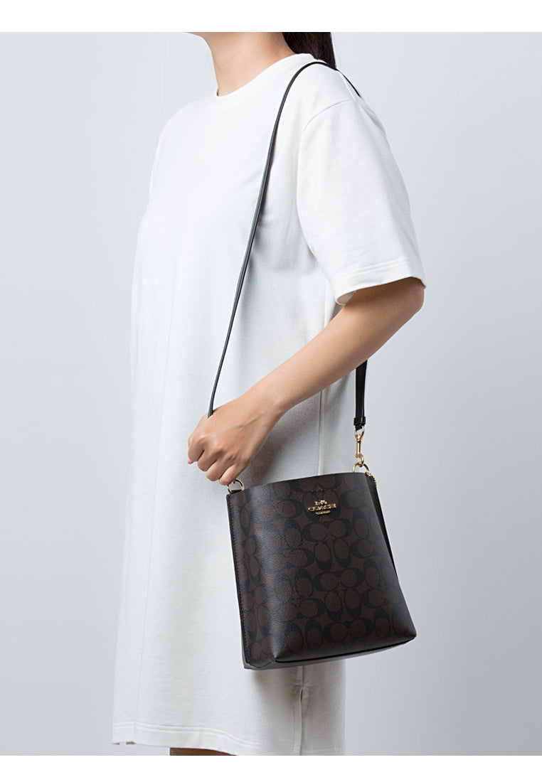 Coach Mollie Bucket Bag 22 In Signature Canvas - Dark Brown [CLEARANCE]