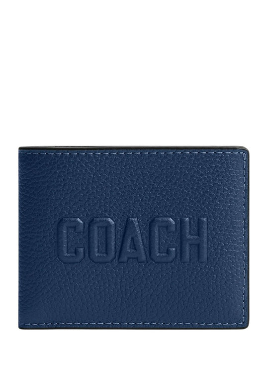 Coach Mens Slim Billfold Wallet With Coach Graphic - Deep Blue
