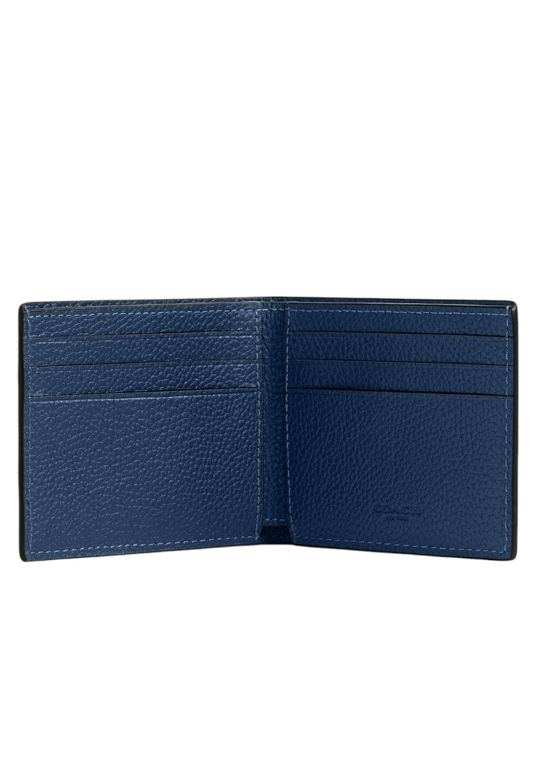 Coach Mens Slim Billfold Wallet With Coach Graphic - Deep Blue