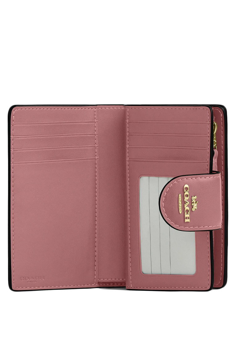 Coach Medium Corner Zip Wallet In Signature Canvas - Dusty Pink