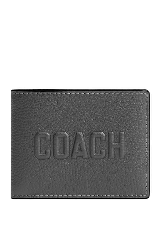 Coach Mens Slim Billfold Wallet With Coach Graphic - Charcoal