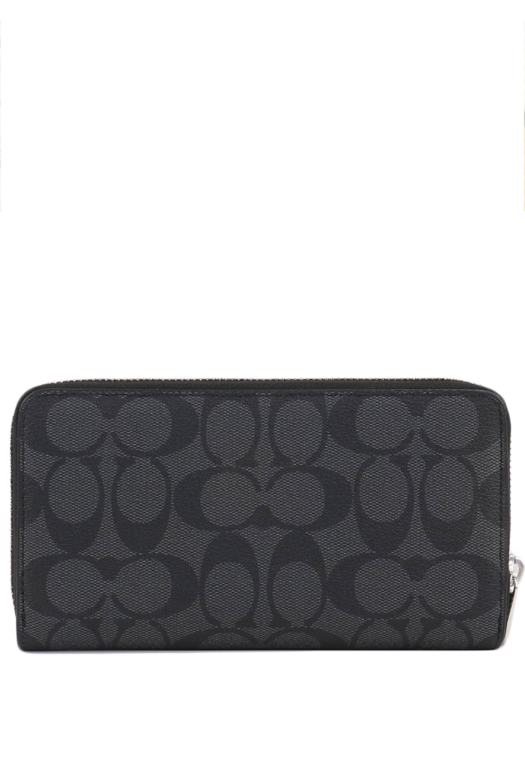 Coach Long Zip Around Wallet in Signature Canvas - Graphite Black