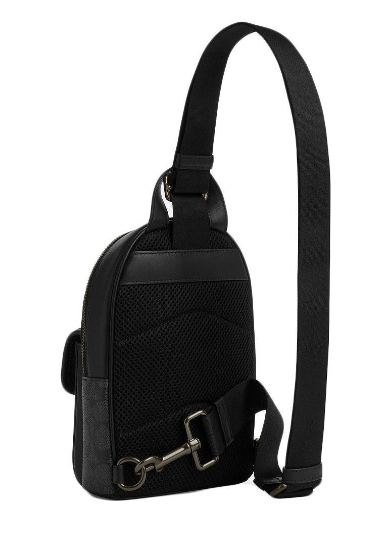 Coach Mens Small Turnlock Sling Pack In Signature Canvas - Black