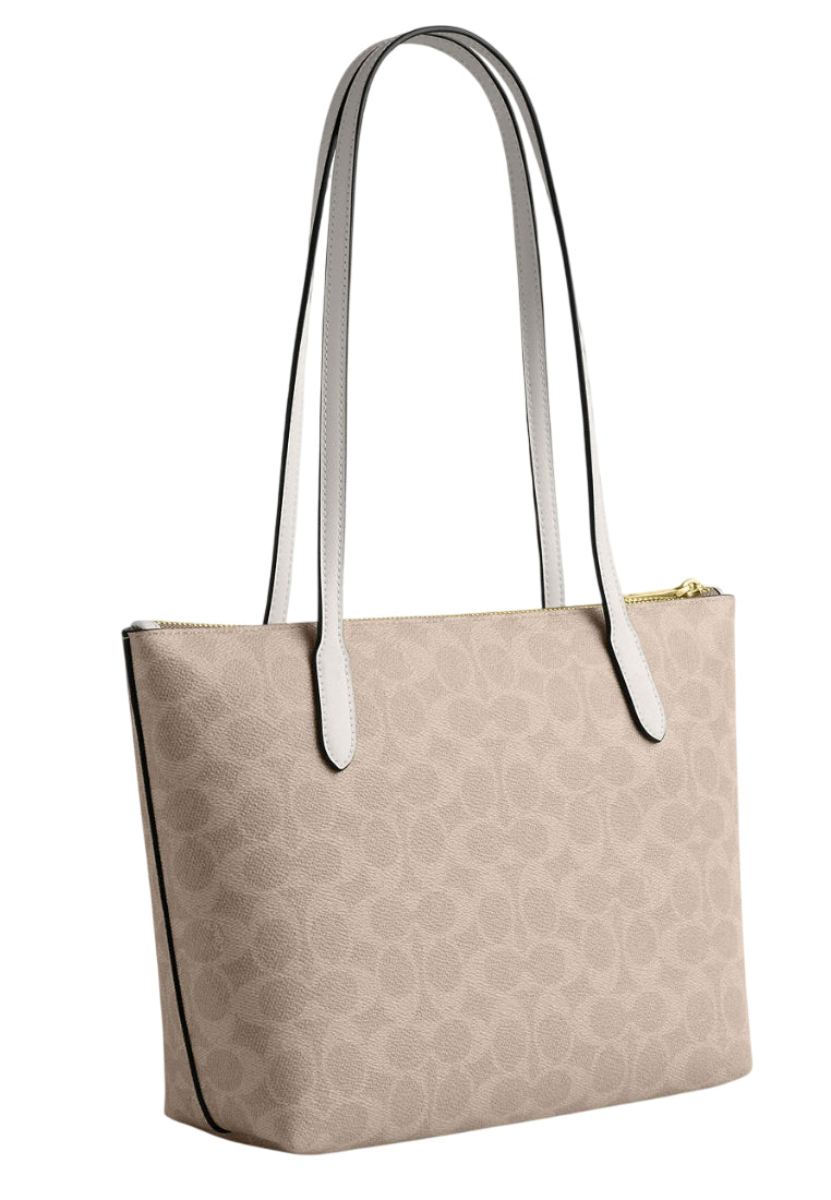 Coach Fiona Zip Tote Bag In Signature Canvas - Sand/White