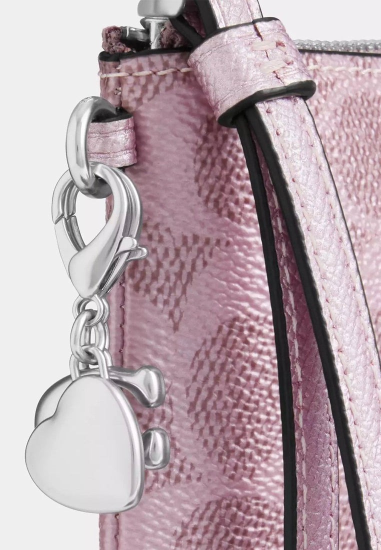 Coach Boxed Corner Zip Wristlet In Signature Canvas With Charms - Pink Rose
